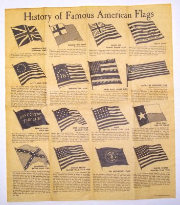 History of American Flags antiqued parchment replica document